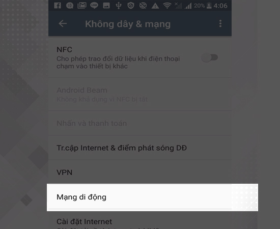 Bước 2: Bạn chọn mạng di động.