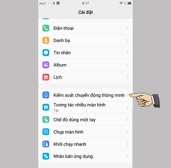 chọn Kiểm soát chuyển động thông minh