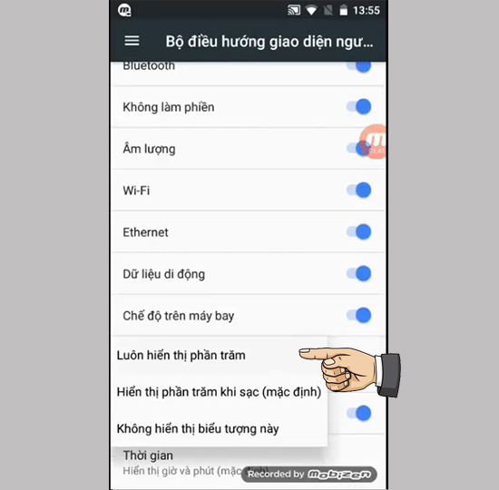 Luôn hiển thị phần trăm