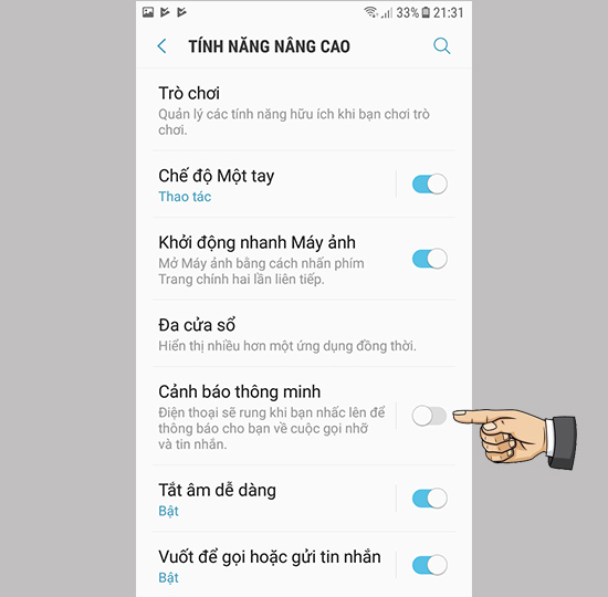 Bước 2: Chọn Cảnh báo thông minh