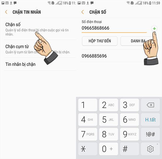 Bước 4: Chọn Chặn số