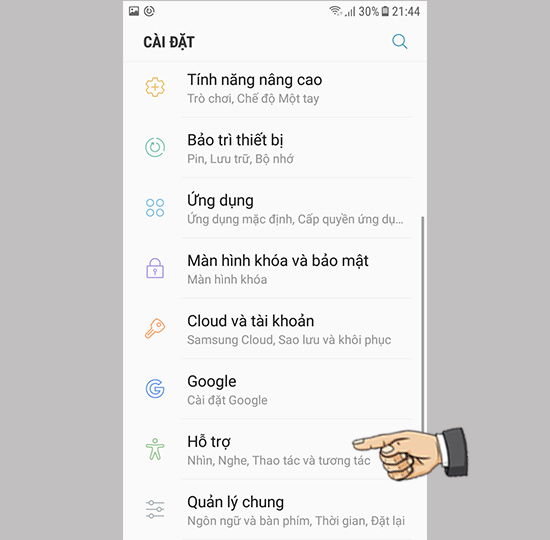 chọn Hỗ trợ