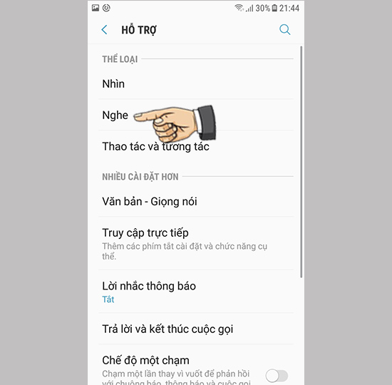 Bước 2: Chọn Nghe