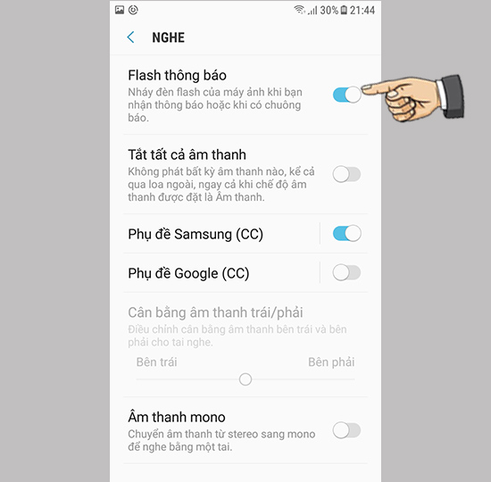 Bước 3: Bật Flash thông báo