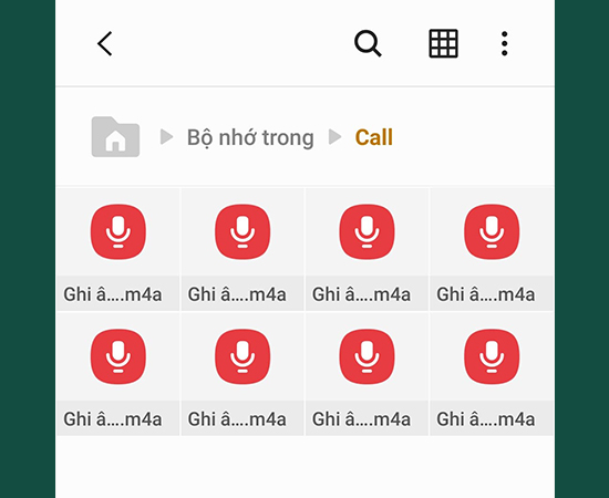 Bước 4: Tại đây, bạn có thể xem lại những cuộc gọi đã được ghi âm.