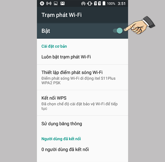 Kích hoạt tính năng lên