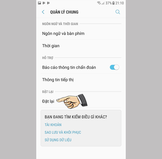 Bước 2: Chọn Đặt lại
