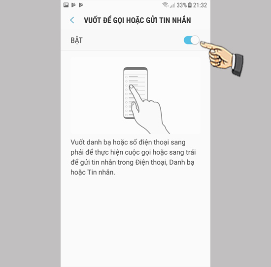 Bước 3: Bật tính năng. 