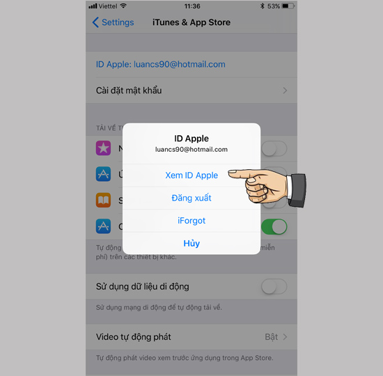 ​Chọn xem tài khoản