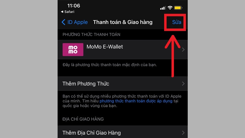 Chọn mục Sửa (Edit)