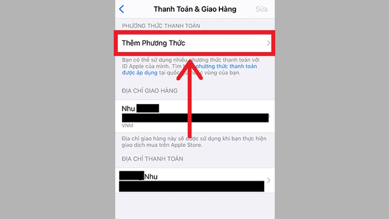 Chọn mục Thêm Phương Thức