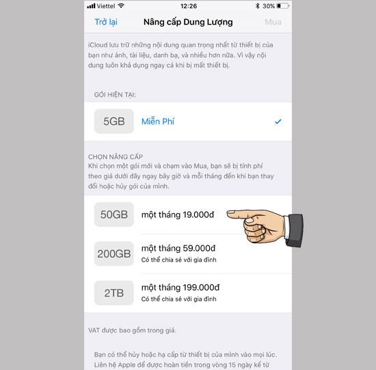 Ngoài ra bạn có thể mua thêm dung lượng iCloud
