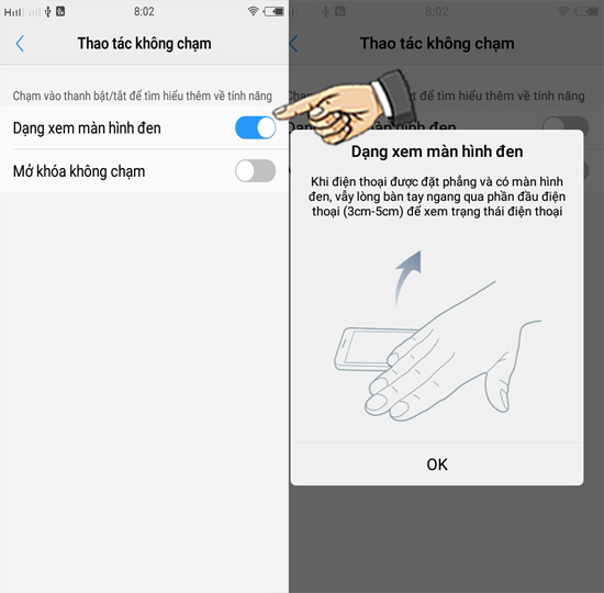 Bước 3: Bật Dạng xem không chạm