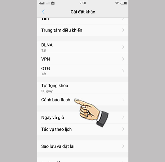 Bước 2: Chọn Cảnh báo Flash