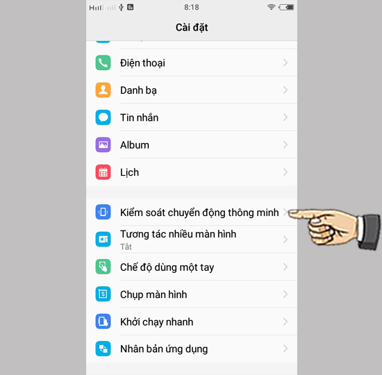chọn Kiểm soát chuyển động thông minh
