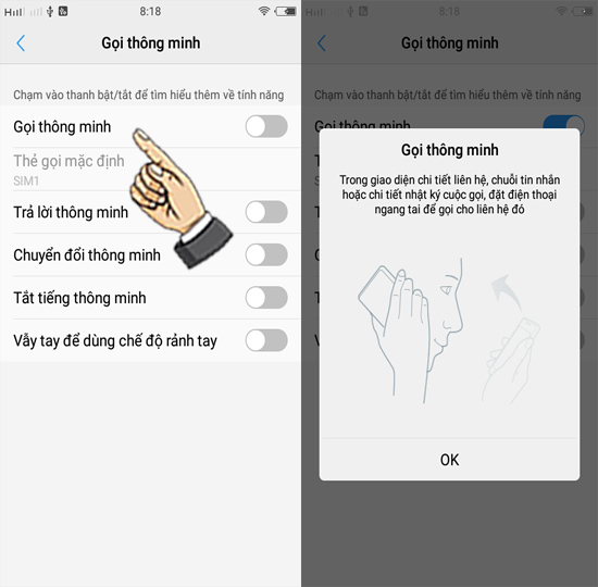 Bước 3: Bật Cuộc gọi thông minh
