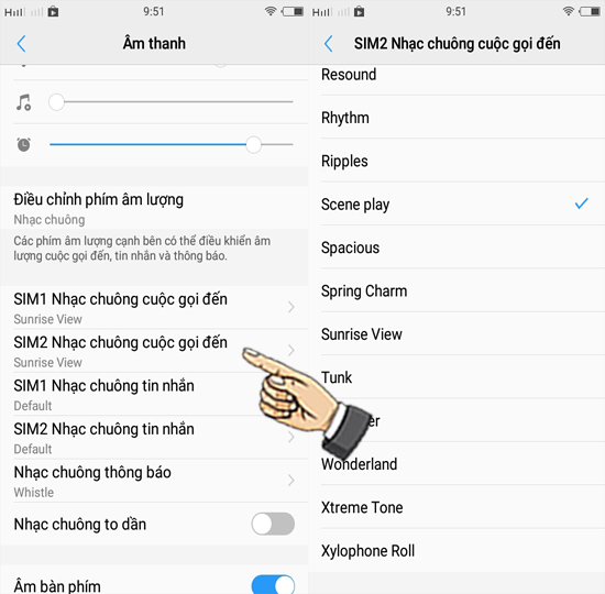 Bước 3: Chọn nhạc chuông Sim 2.