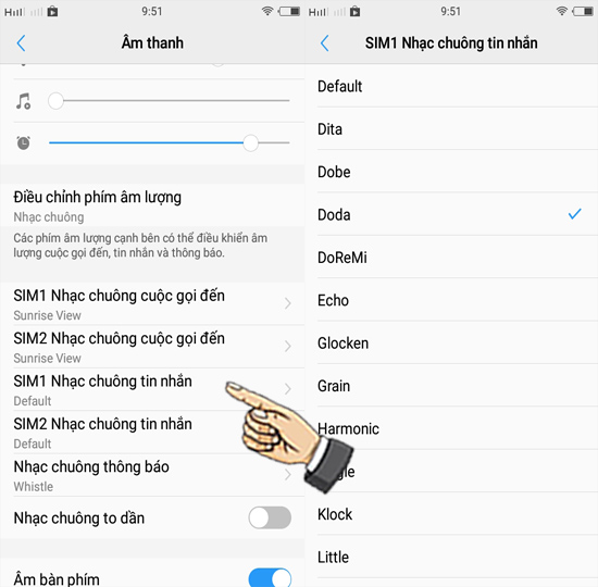 Bước 2: Chọn nhạc chuông Sim 1.