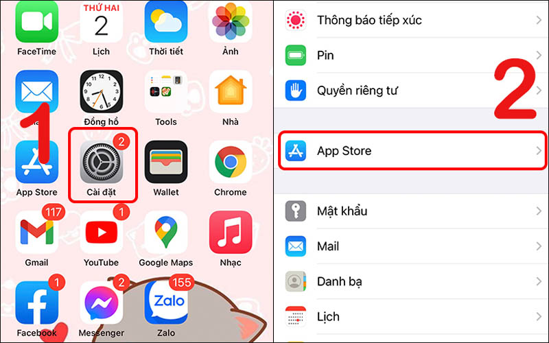 Chọn App Store ở phần Cài đặt