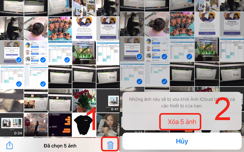 Xóa bớt ảnh, video không cần thiết