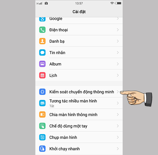 chọn Kiểm soát chuyển động thông minh