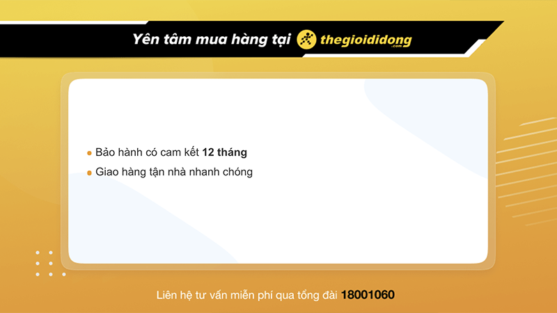 Chính sách bảo hành tại Thế Giới Di Động có thể thay đổi tuỳ vào thời gian cập nhật