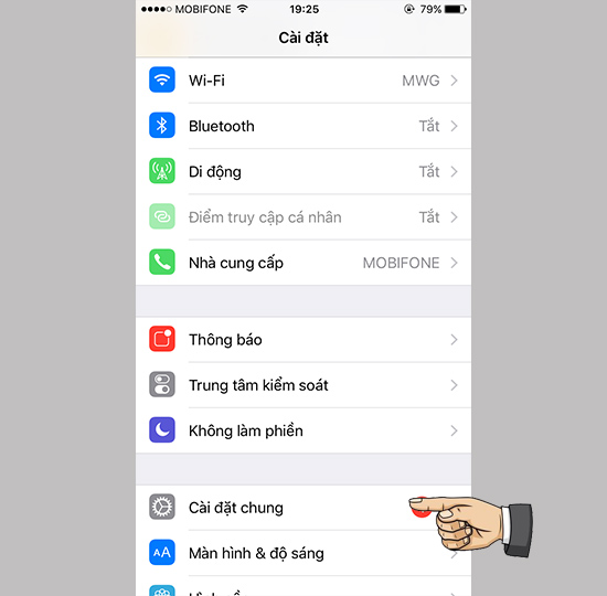 Cài đặt > cài đặt chung