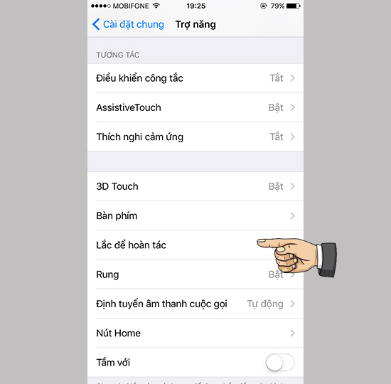 Lắc để hoàn tác