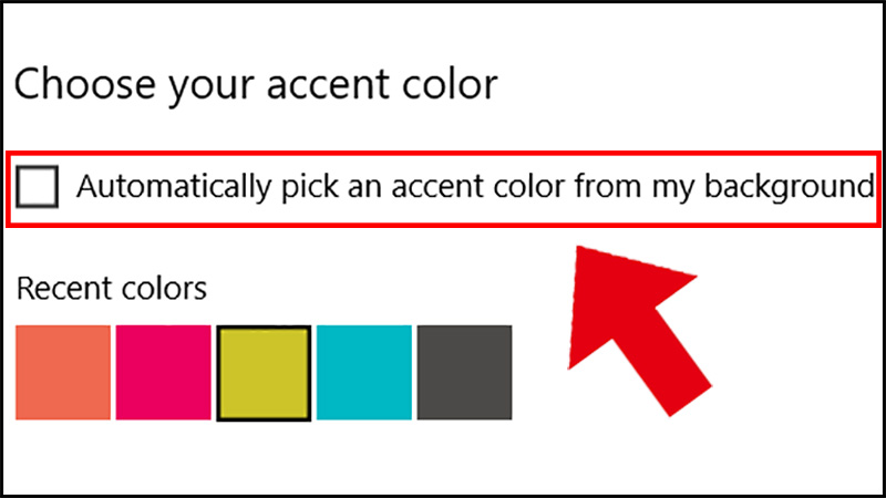 Tùy chọn Automatically pick an accent color from my background