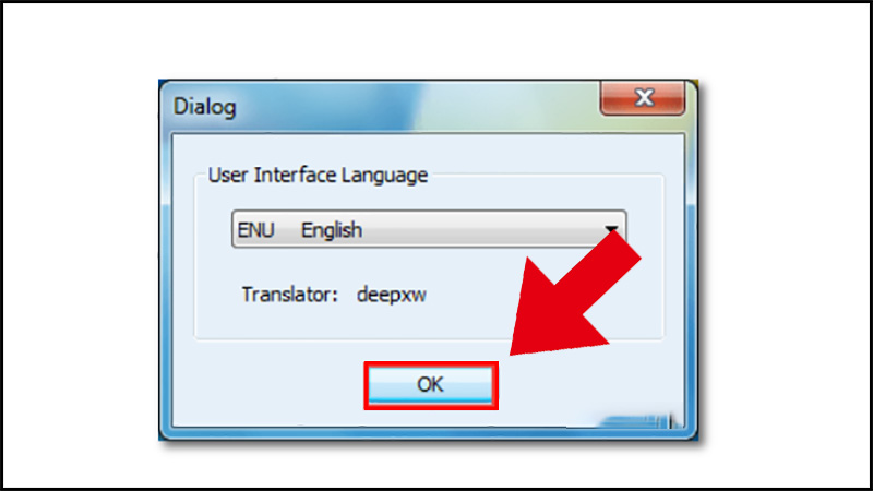 Click OK để chọn ngôn ngữ 