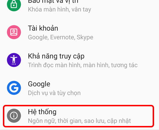 Bước 2: Hãy bấm chọn vào Hệ thống.