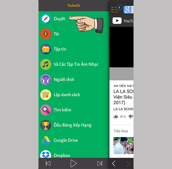 Mở ứng dụng >> Duyệt