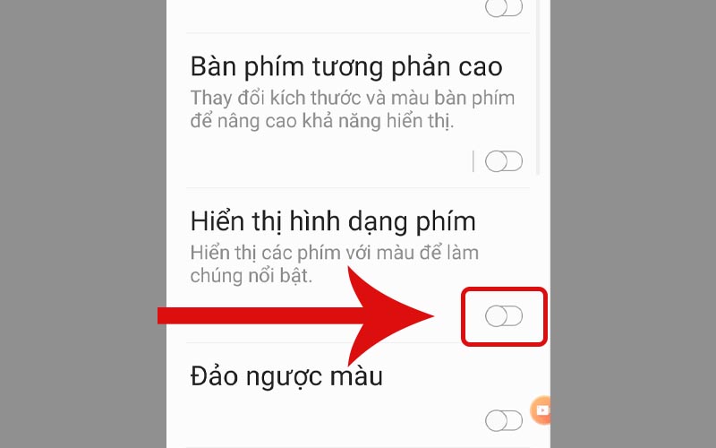 Tắt hiển thị hình dạng phím