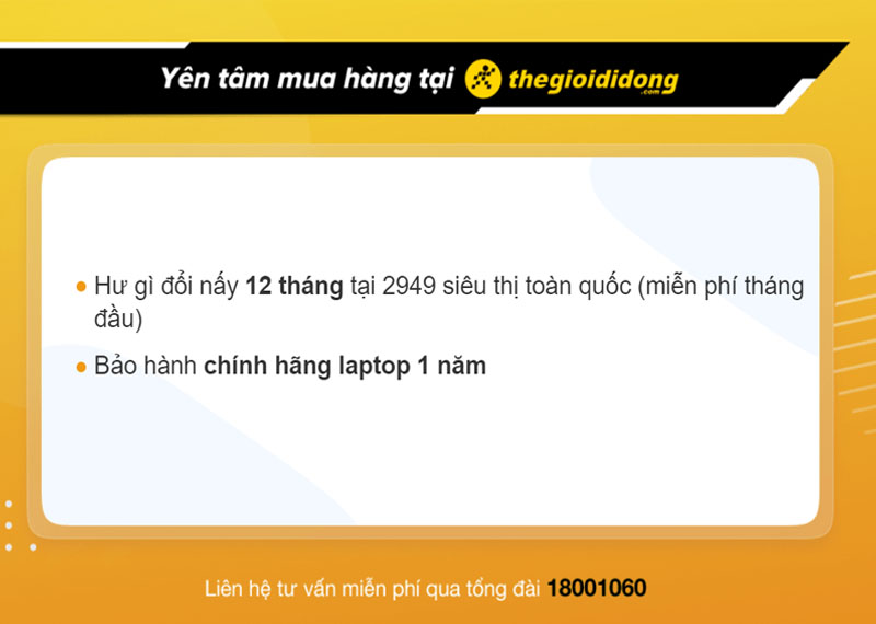 Chính sách bảo hành hấp khi mua laptop khi mua Thế Giới Di Động