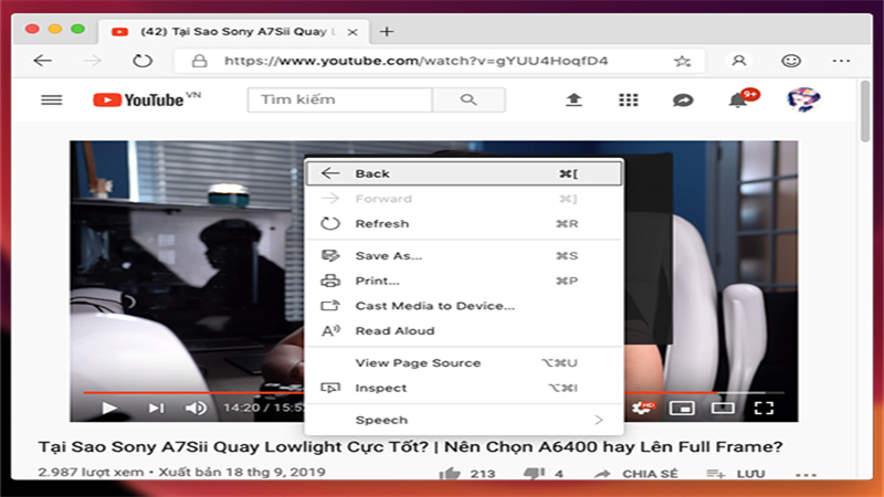 Sau đó các bạn nhấp chuột phải 2 lần vào chính video mà các bạn đang xem.