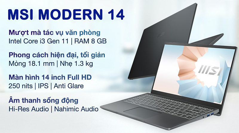 Sơ lược về Laptop MSI Modern 14 B11MOU i3 1115G4