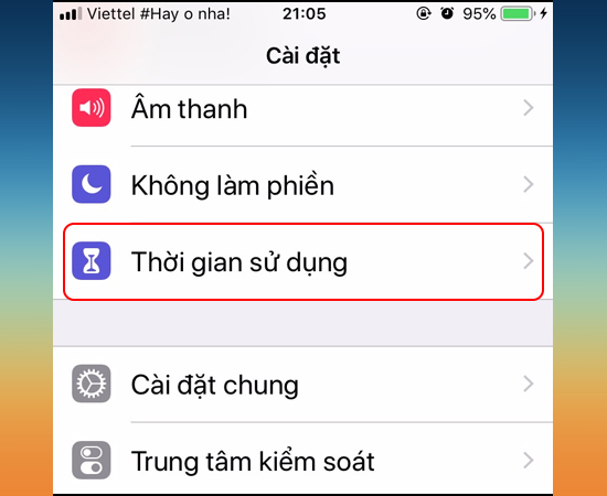 Chọn Thời gian sử dụng