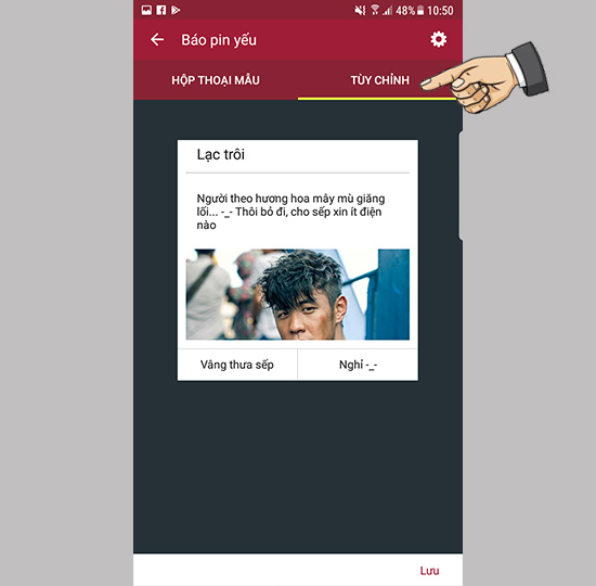 Tùy chỉnh mẫu sẵng có ( chỉnh sửa tiêu đề, hình ảnh và nội dung thông báo).