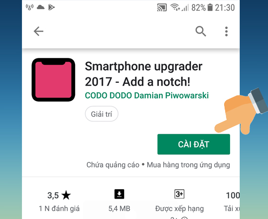 Vào Ch play cài ứng dụng Smartphone upgrader 2017.