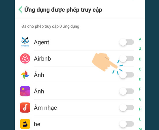 Bước 4: Chọn ứng dụng được phép truy cập.
