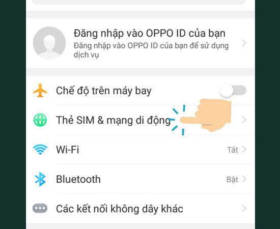 Bước 1: Vào Cài đặt chọn Thẻ sim & mạng di động.
