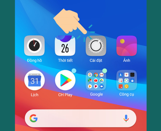 Bước 1: Bấm chọn Cài đặt trên màn hình chính.