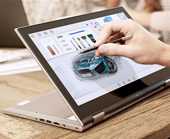 laptop có màn hình cảm ứng sẽ hỗ trợ cho việc vẽ trực tiếp dễ dàng hơn