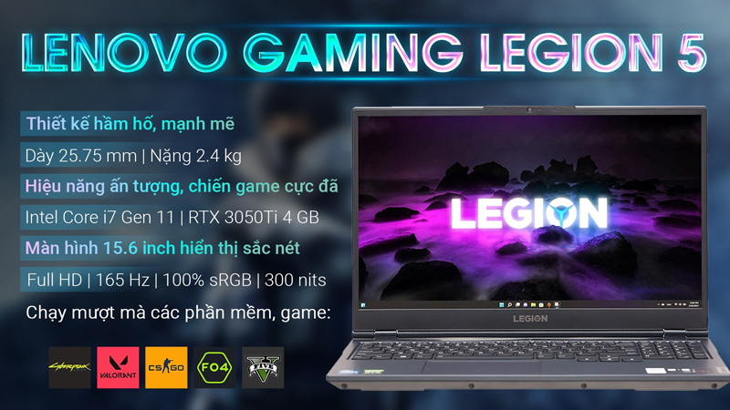 Lenovo Gaming Legion 5 sở hữu thiết kế hầm hố