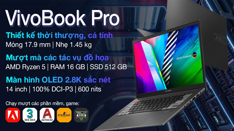 Asus VivoBook Pro 14x OLED M7400QC R5 5600H có hiệu nặng mạnh mẽ