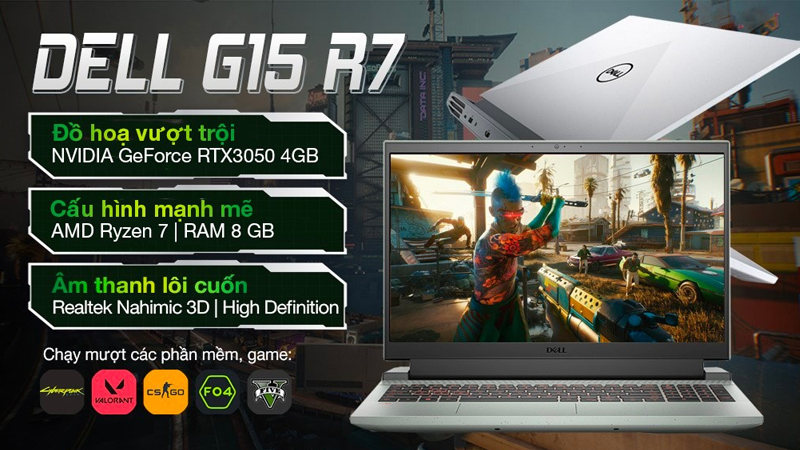 Dell Gaming G15 5515 R7 5800H sở hữu kiểu dáng mạnh mẽ