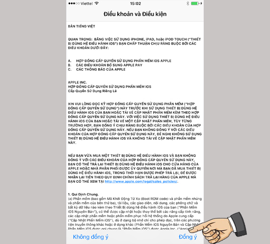 Đồng &yacute; c&aacute;c điều khoản