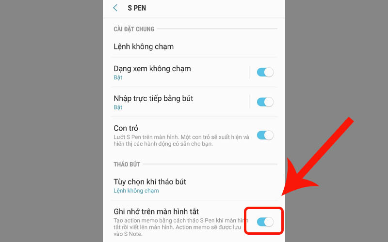  Bật t&iacute;nh năng bằng c&aacute;ch gạt thanh ngang sang phải