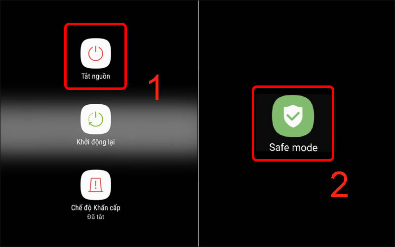  Chạm v&agrave; giữ Tắt nguồn rồi nhấn v&agrave;o dấu t&iacute;ch để k&iacute;ch hoạt khởi động