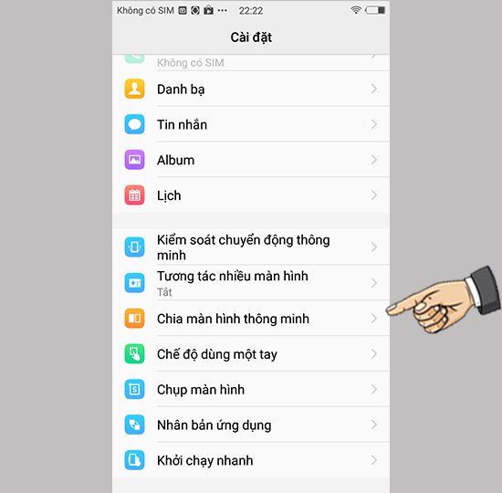 Chọn Chia màn hình thông minh